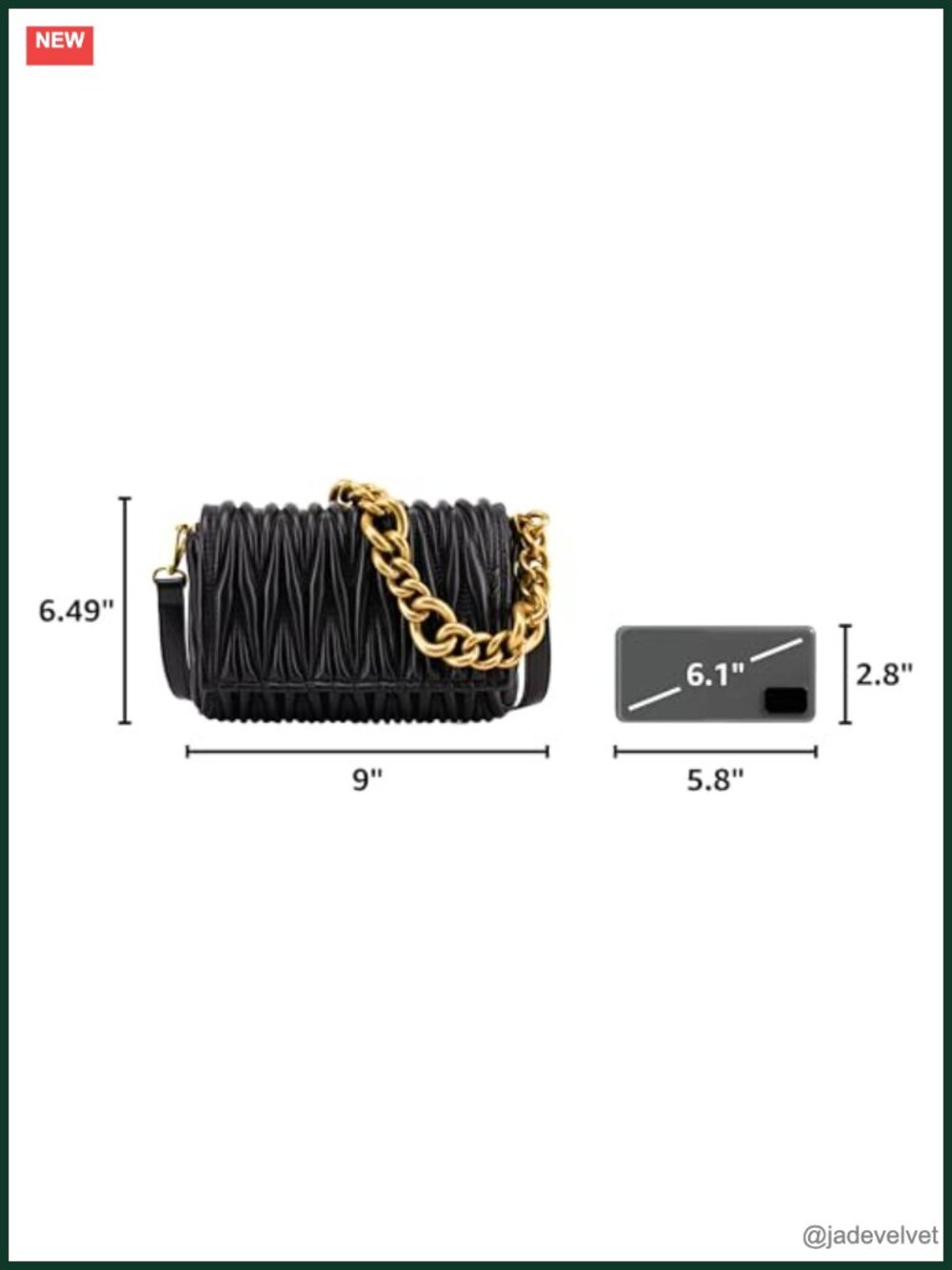Quilted Faux Leather Small Shoulder Bag with Chain Strap Clutch Purse - Picture 3 of 7